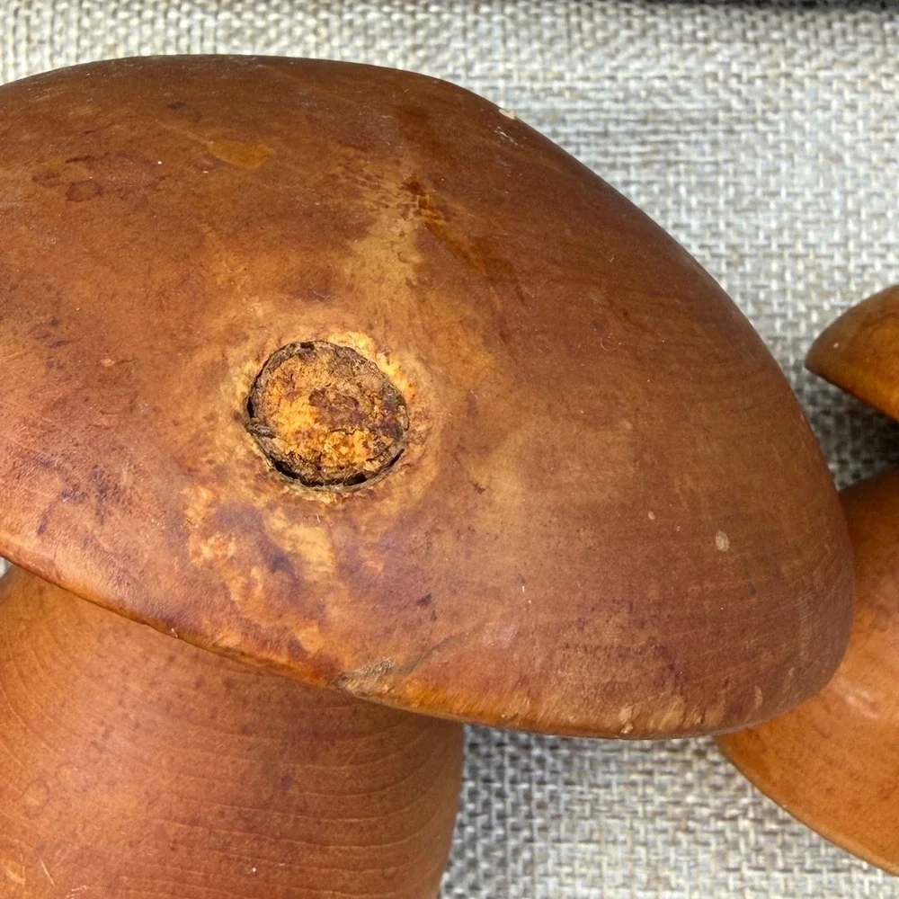 Vtg Colorado Aspen Wood Mushroom Figurines SET of 3 Handcrafted Rustic Decor